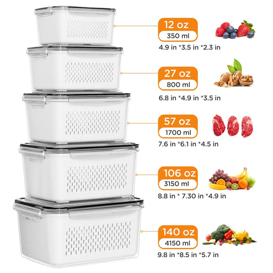 5 Pack Refrigerator Organizer Bins, Clear Fridge Storage Containers for Pantry, Freezer, Cabinet