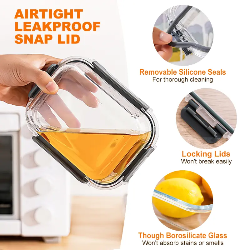 Airtight leakproof glass food container lid