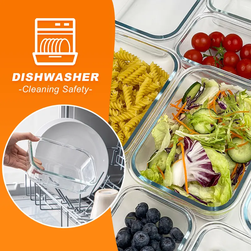 Dishwasher-safe glass meal prep containers