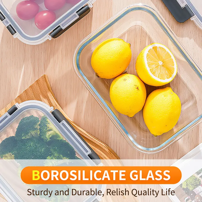 Durable borosilicate glass food storage container